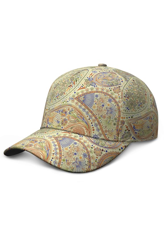 Vintage Paisley Baseball Cap - Adjustable Snapback Boho Hat with Curved Brim & Breathable Eyelets for Men Women