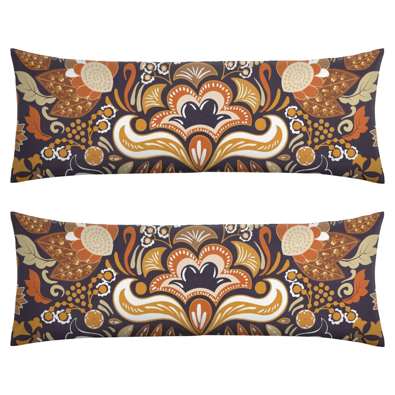 Vintage Paisley Boho Body Pillow Cover 20x54 - Retro Floral Long Pillow Case, Full Body Support for Comfortable Lounging & Sleep