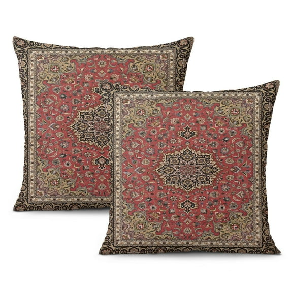 Vintage Paisley Floral Throw Pillow Covers - Boho Flower 20x20 Inch Set of 2 for Exquisite Home Decor