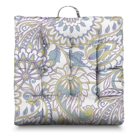 Vintage Paisley Meditation Pillow&nbsp;– Large 22x22 Inch Floor Seat Cushion, Boho Chic Design, Dutch Velvet for Yoga, Lounge & Back Pain Relief (Decorative)