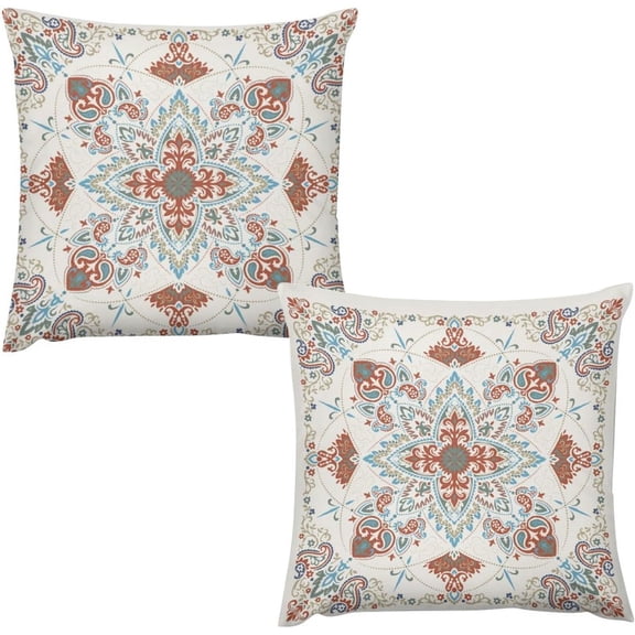 Vintage Paisley Pillow Cover,Boho Colourful Abstract Geometric Mandala Floral Artistic Aesthetics Pillow Covers with Hidden Zipper Set of 2 for Bedroom Living Room Sofa Cushion16 x16