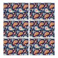 thumbnail image 1 of Vintage Paisley Placemats Set of 6, Flax Heat Resistant Wrinkle Free Linen Table Mats Featuring Colorful Bohemian Floral and Artistic Mandala Designs, 1 of 5