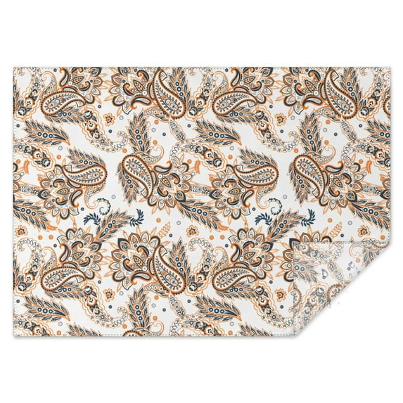 Vintage Paisley Rectangle Tablecloth 60x84 Inch, Flowers Boho Water Resistant Vinyl Washable Seasonal Table Cover for Thanksgiving Christmas Holiday Party Picnic Dinner Decor