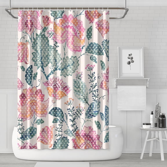 Vintage Paisley Shower Curtain, Ethnic Floral Pattern Waterproof Bathroom Drapes 72x72 Inch, Quick Dry Polyester Fabric with 12 Hooks, Boho Chic Decor