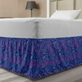 thumbnail image 1 of Vintage Palm Bed Skirt, Nature Pattern of Exotic Trees Island Foliage Layout Plantation, Elastic Bedskirt Dust Ruffle Wrap Around for Bedding Decor, 4 Sizes, Blue Hot Pink and Aqua, by Ambesonne, 1 of 2