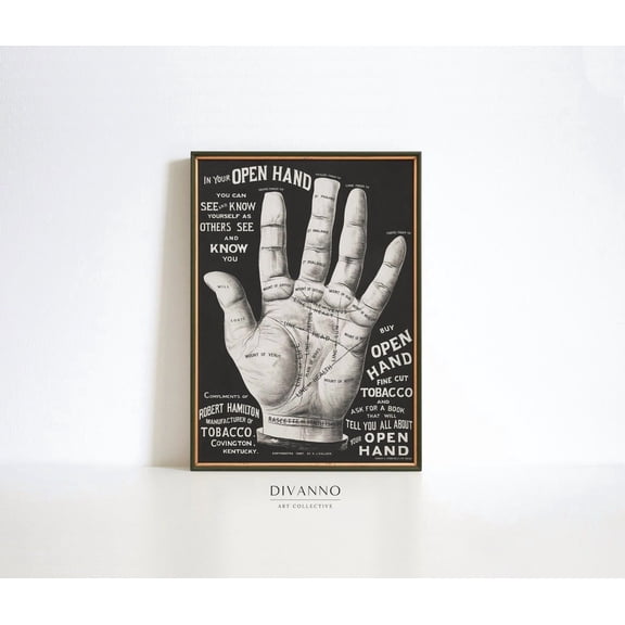 Vintage Palm Reading Fortune Teller Hand Unframed Paper Print