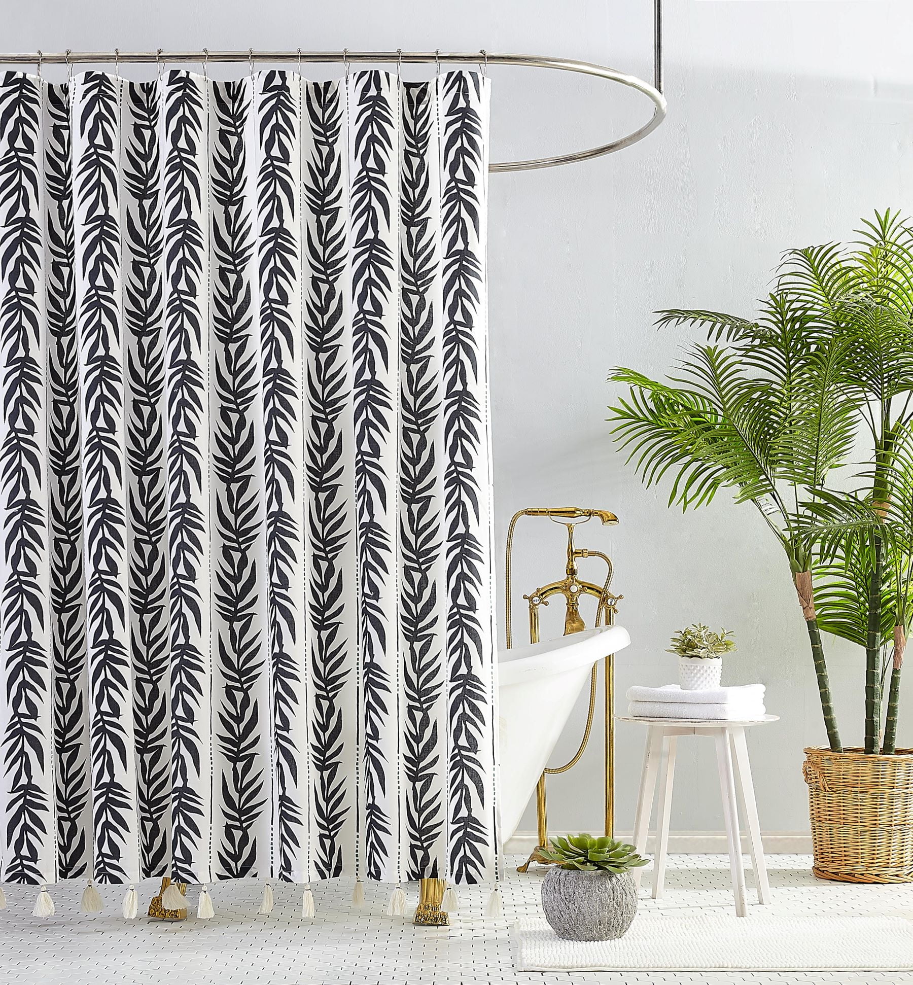 Vintage Palm Shower Curtain by Drew Barrymore Flower Home, 72" x 72