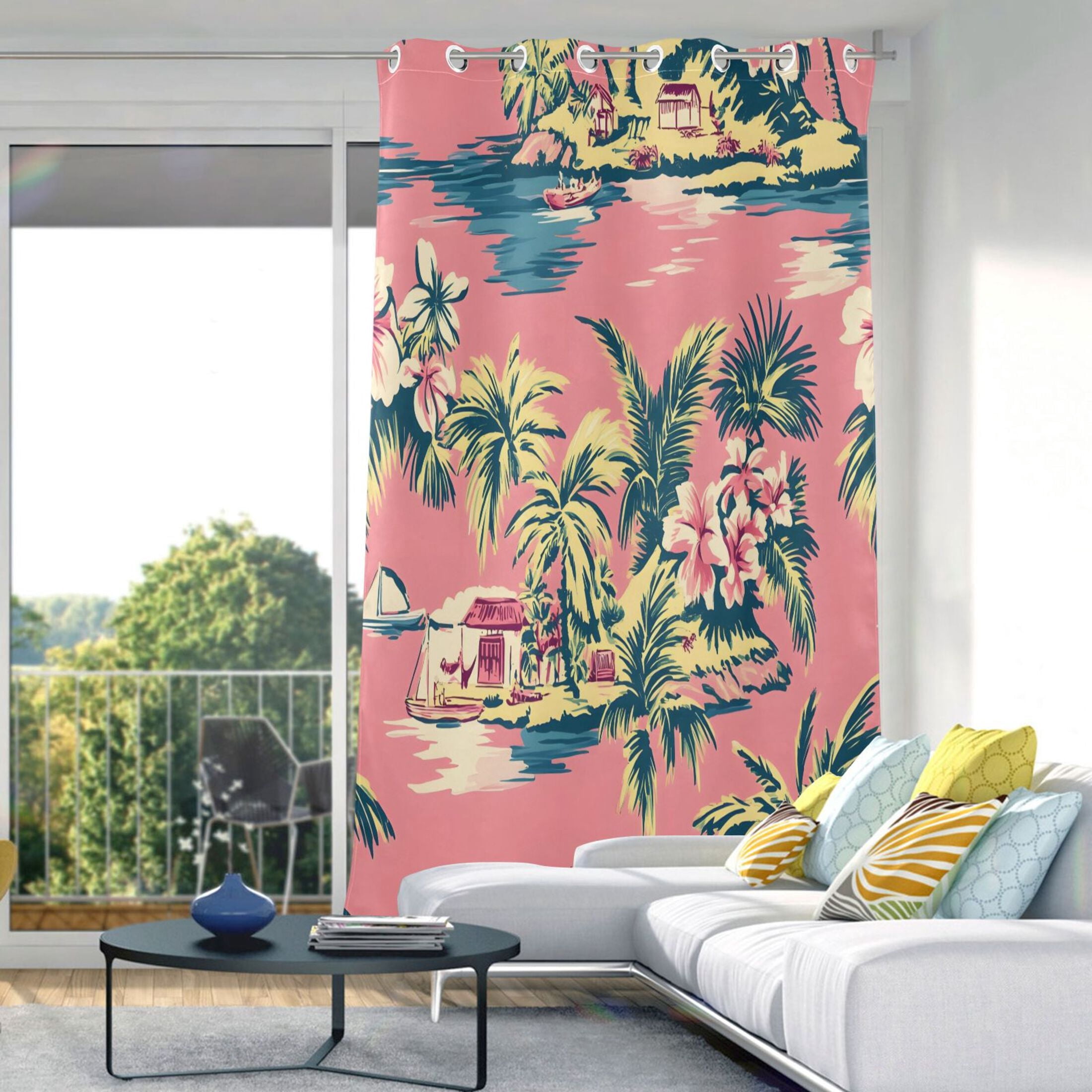 Vintage Palm Tree Blackout Curtains 84"x52" Thermal Insulated Curtain 1 Panel