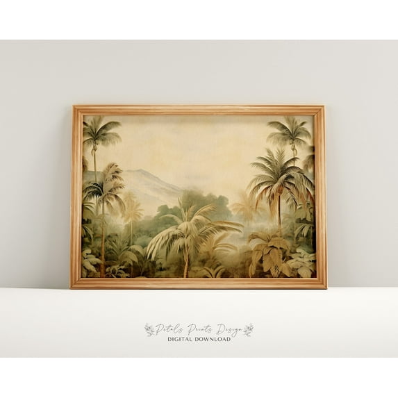 Vintage Palm Tree Jungle Print, Tropical Decor Home Decor #2138, Unframed Poster Size 24x36