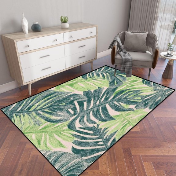 Vintage Palm Tree Pattern Graphic Tropical Pattern Summer Botanical Area Rug Outdoor Patio Rug Play Mat Modern Floor Carpet Non-Slip Home Decor Living Room 1x2ft