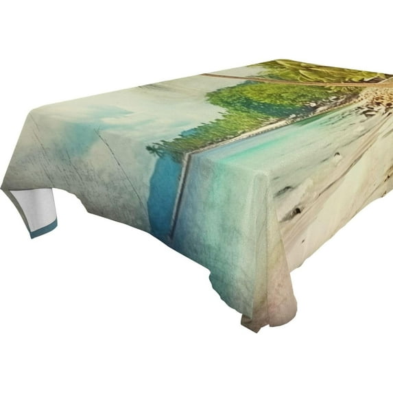 Vintage Palm Tree Rectangle Tablecloth Waterproof Polyester Table Clothative Stain Resistant & Wrinkle Resistant Washable Table Cover for Dining Table/Party/Camping 60x120 Inch Decor Gift