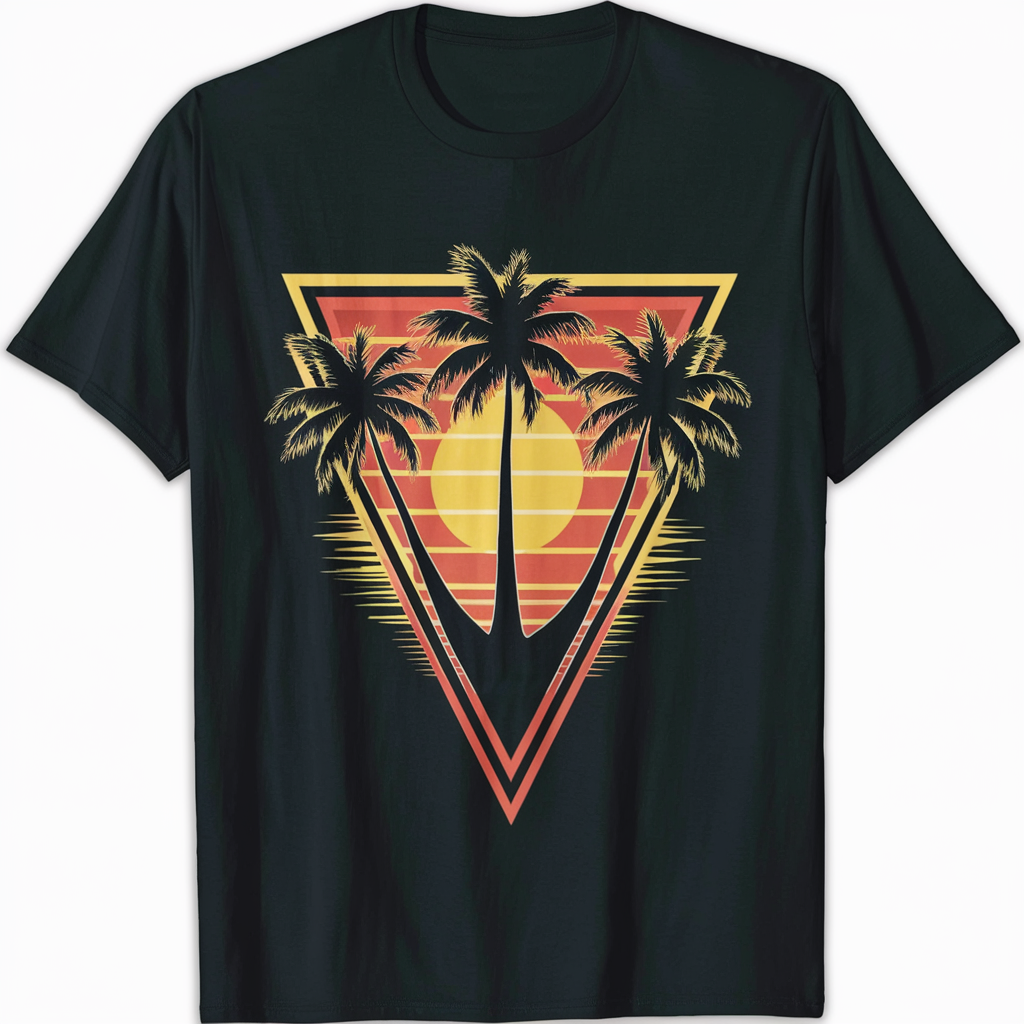 Vintage Palm Tree Retro Hawaiian Beach Sunser TShirt