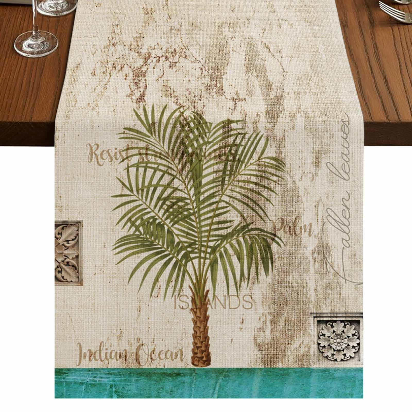 Vintage Palm Trees 36 Inch Table Runner, Summer Tropical Botanical ...