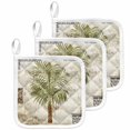 thumbnail image 1 of Vintage Palm Trees Pot Holders for Kitchen Heatproof Potholder, 3 Pack Summer Tropical Botanical Beige Burlap Hot Pads Multipurpose Oven Pads Cloth Potholders Trivet for Cooking Baking, 1 of 8
