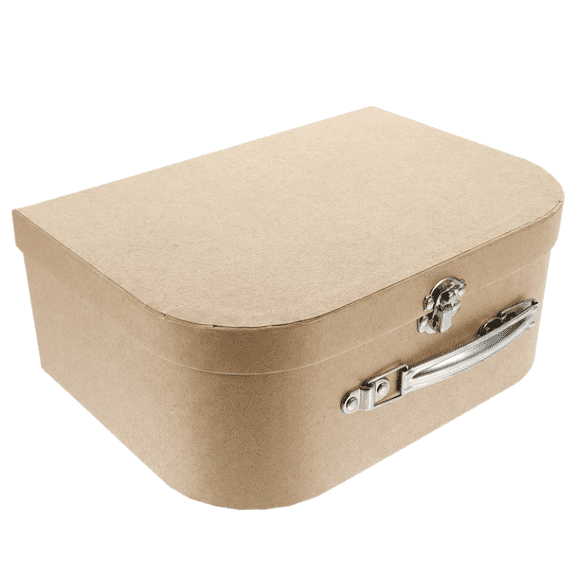 Vintage Paperboard Suitcase Storage Box with Metal Lock, Decorative Container with Handle for Photos, Letters, Home Decoration (Brown, 10"x7.3"x3.9")