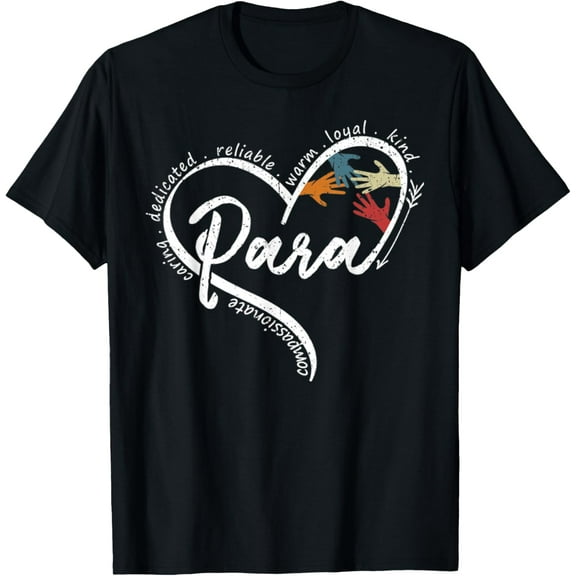 Vintage Para Heart Paraprofessional Educator Paraeducator T-Shirt