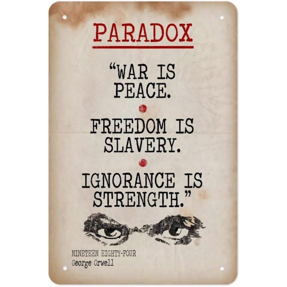 Vintage Paradox Quote Metal Tin Sign Poster 12x8 Inch Typography Wall Decor Educational Art Print for Home Office Study Classroom