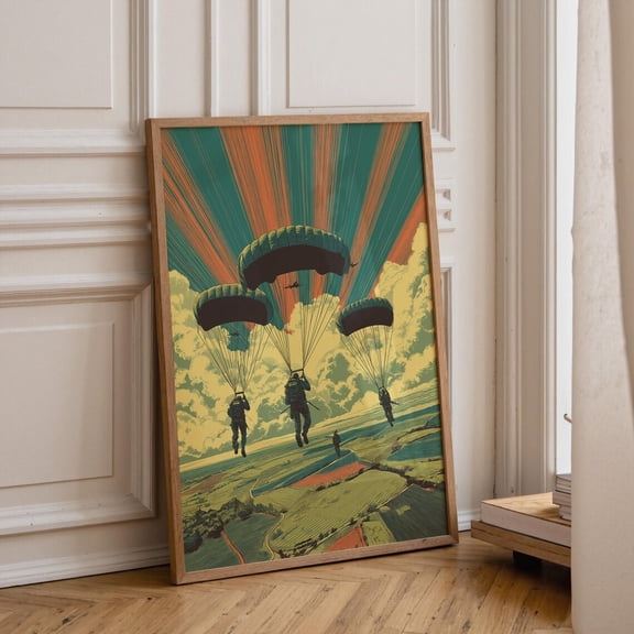 Vintage Paratrooper Retro Aviation Airborne Division Graphic Poster Unframed Paper Print