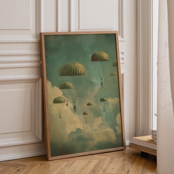 Vintage Paratrooper Retro Aviation Airborne Division Graphic Poster Unframed Paper Print