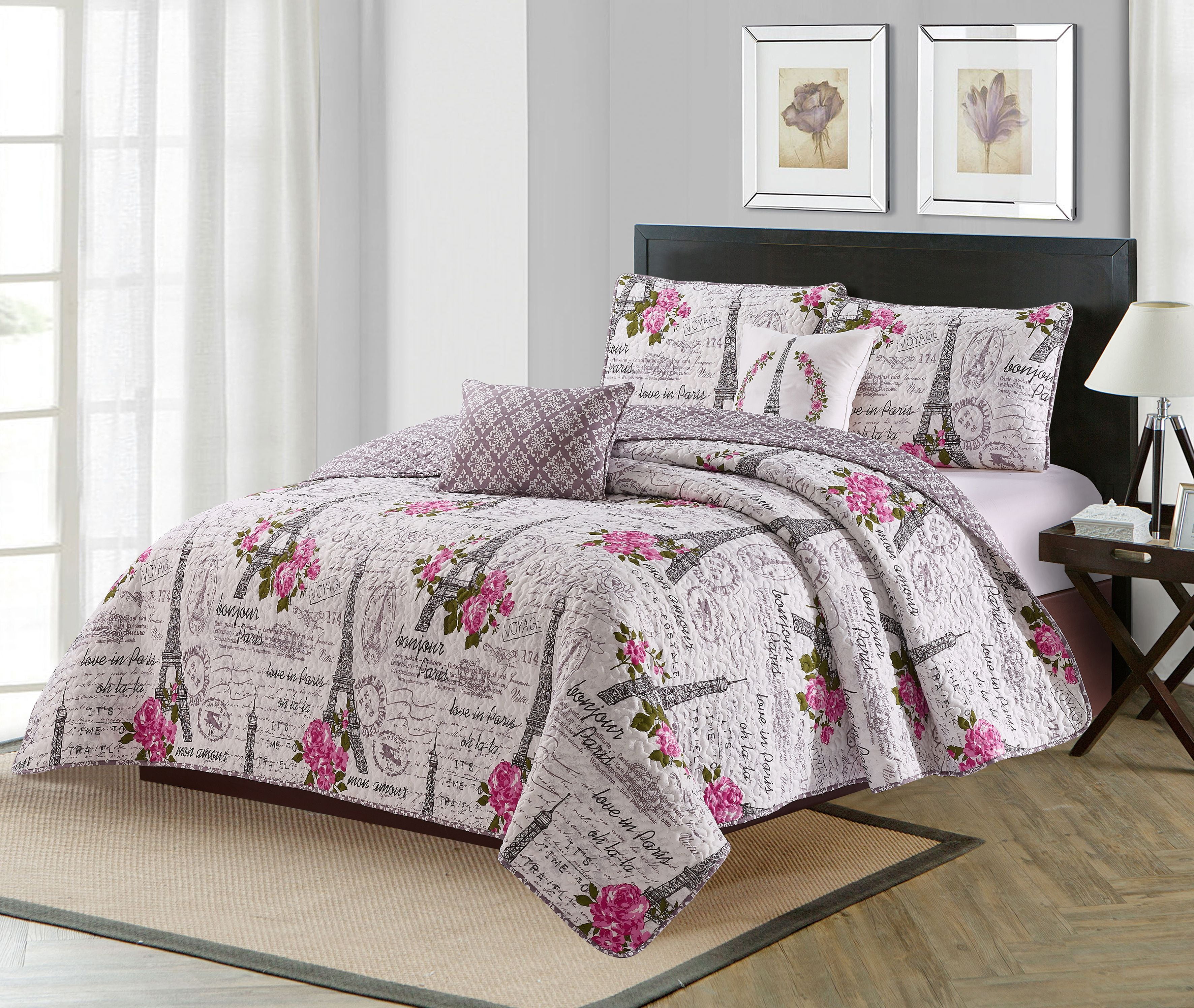 Harper Lane Vintage Paris Polyester Quilt, Twin/Twin XL - Hypoallergenic
