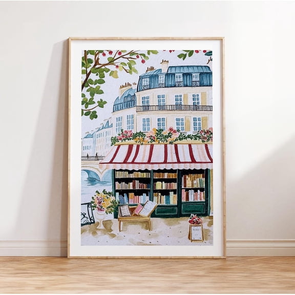 Vintage Paris Bookstore by River Print, Cozy Bookshop Art, Home Wall Art Poster Unframed Paper Print