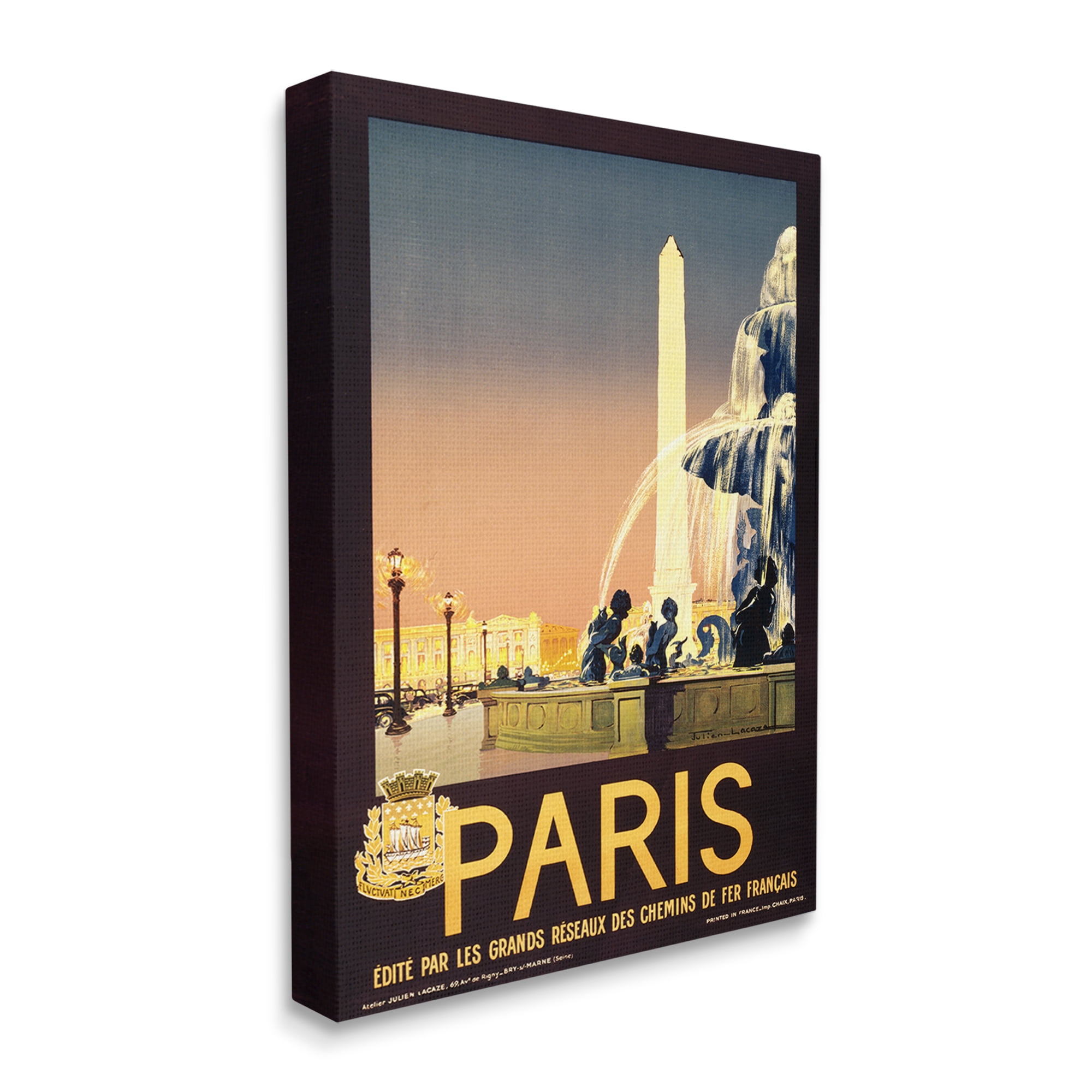 Stupell Industries Vintage Paris Fountain Poster, 36 x 48,Design by Piddix