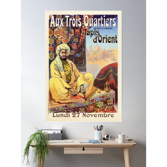 Vintage Paris Oriental Carpets Store Advertising Poster Wall Art, Modern Wall Decor For Living Room Bedroom, 8x12 UNFRAMED