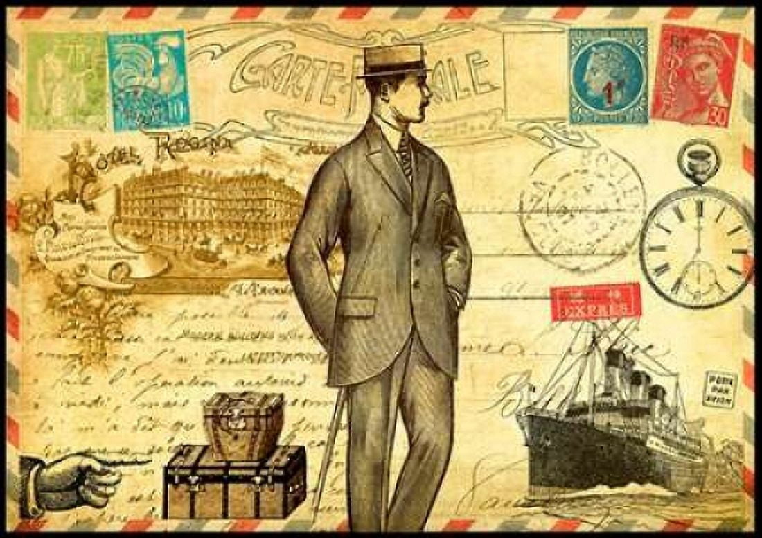 Vintage Paris Postcard Monsieur Canvas Art - Marion De Lauzun (20 x 28)