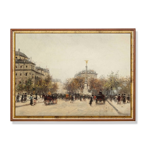 Vintage Paris Poster Rustic French Cityscape Unframed Paper Print