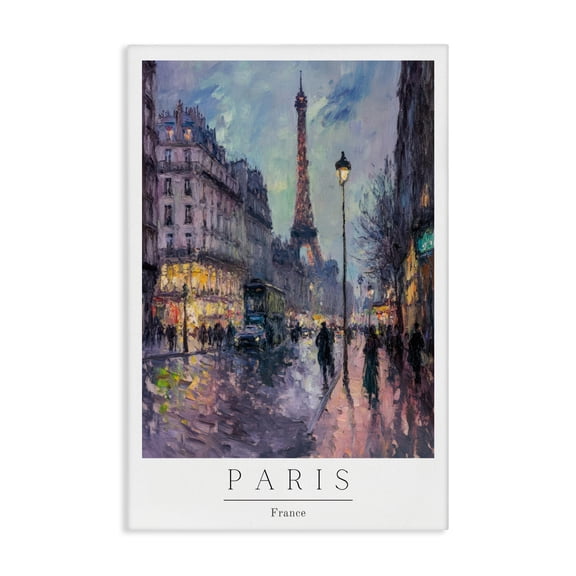 Stupell Industries Vintage Paris Streets Night Canvas Wall Art, design by Petal Prints Design