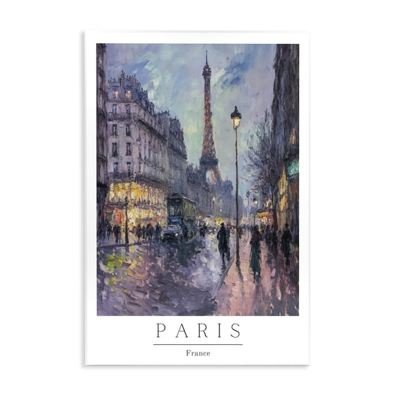Stupell Industries Vintage Paris Streets Night Wall Plaque Art, design by Petal Prints Design
