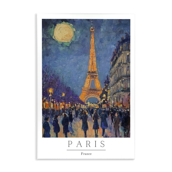 Stupell Industries Vintage Paris Streets Night Wall Plaque Art, design by Petal Prints Design