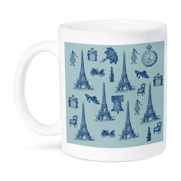 Vintage Paris Theme Collage With Eiffel Tower, 15oz Mug