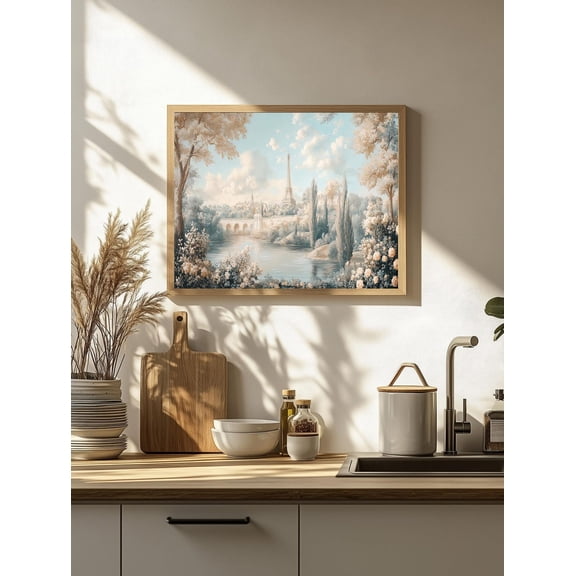 Vintage Paris Wall Art, Eiffel Tower Landscape Print Poster, French Countryside , Romantic Paris Decor, Antique Style Home Gift 1133, Size 24x36 UNFFRAMED F03.1.6l2813