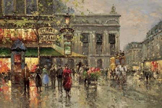 Vintage Parisian Street Scene Canvas Art - Richards (12 x 18)