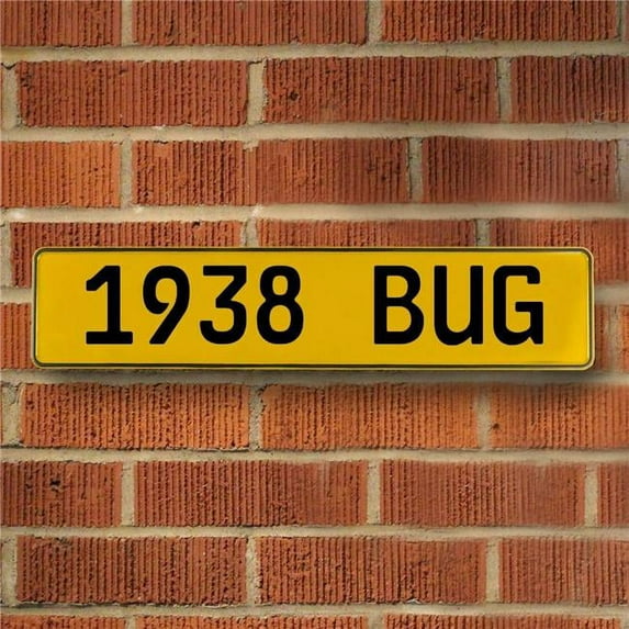 Vintage Parts USA 1938 BUG - Yellow Aluminum Street Sign Mancave Euro Plate Name Door Sign Wall Art