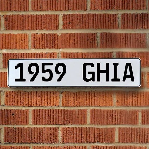 Vintage Parts USA 1959 GHIA - White Aluminum Street Sign Mancave Euro Plate Name Door Sign Wall