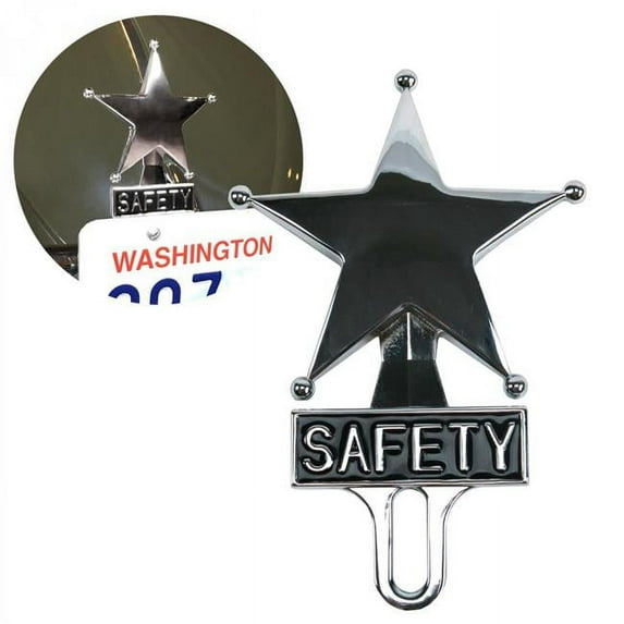 Vintage Parts USA 315180 Safety Star Chromed License Plate Topper