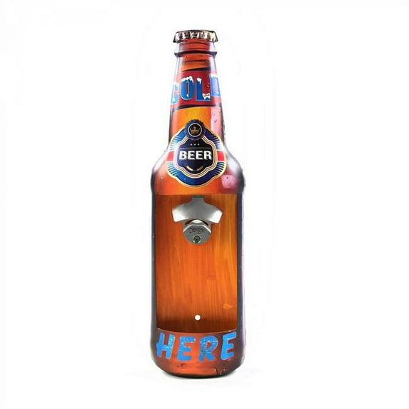 Vintage Parts USA 323934 Beer Bottle Metal Wall Sign with Opener & Cap Catch
