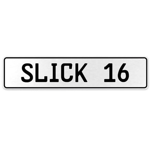 Vintage Parts USA 558474 Slick 16 - White Aluminum Street Sign Mancave Euro Plate Name Door Sign Wall
