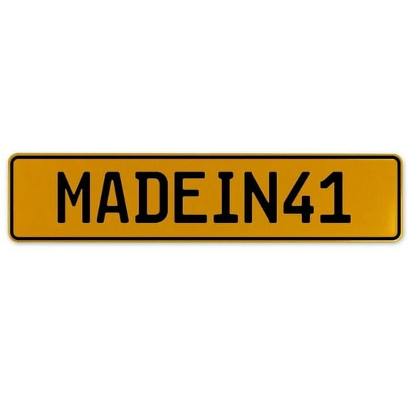 Vintage Parts USA  Madein41 - Yellow Aluminum Street Sign Mancave Euro Plate Name Door Sign Wall