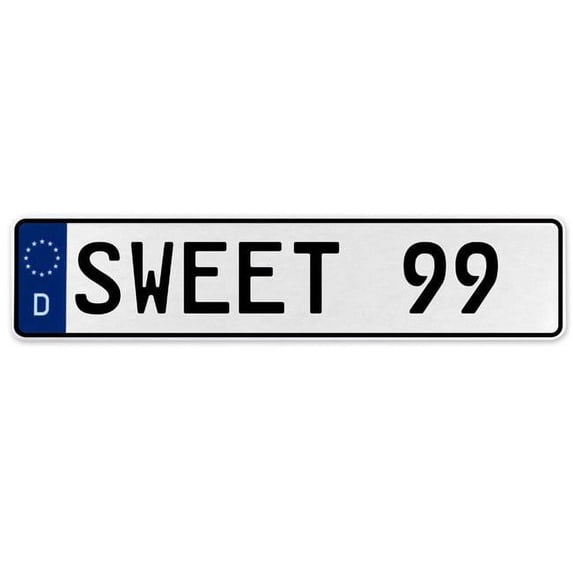 Vintage Parts USA 575408 Sweet 99 - White Aluminum Street Sign Mancave Euro Plate Name Door Sign Wall