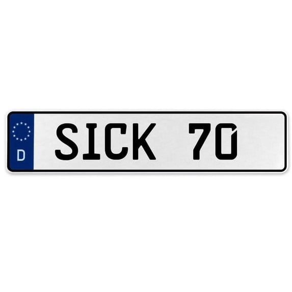 Vintage Parts USA 575577 SICK 70 - White Aluminum Street Sign Mancave Euro Plate Name Door Sign Wall