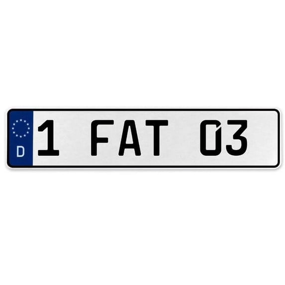 Vintage Parts USA 575807 1 FAT 03 - White Aluminum Street Sign Mancave Euro Plate Name Door Sign Wall