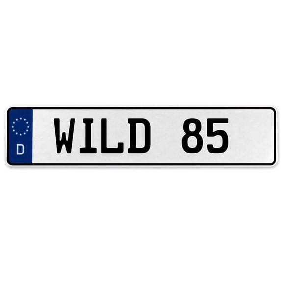 Vintage Parts USA 576681 Wild 85 - White Aluminum Street Sign Mancave Euro Plate Name Door Sign Wall