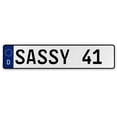 thumbnail image 1 of Vintage Parts USA 576736 Sassy 41 - White Aluminum Street Sign Mancave Euro Plate Name Door Sign Wall, 1 of 1