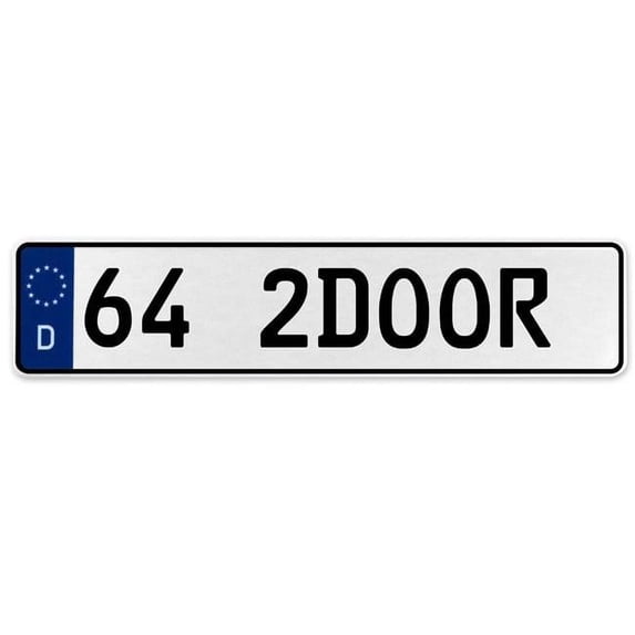 Vintage Parts USA 578145 64 2Door - White Aluminum Street Sign Mancave Euro Plate Name Door Sign Wall