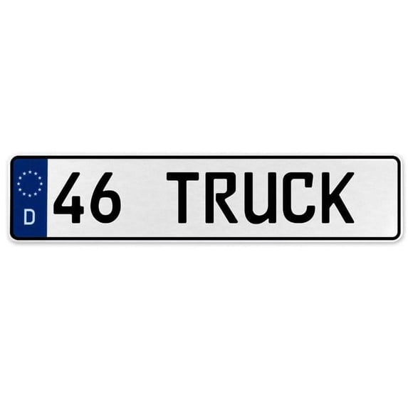 Vintage Parts USA 578523 46 Truck - White Aluminum Street Sign Mancave Euro Plate Name Door Sign Wall