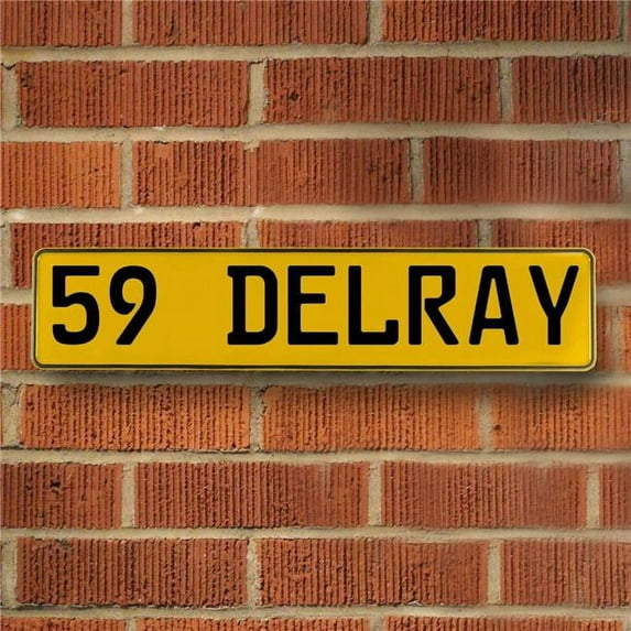 Vintage Parts USA 59 Delray - Yellow Aluminum Street Sign Mancave Euro Plate Name Door Sign Wall