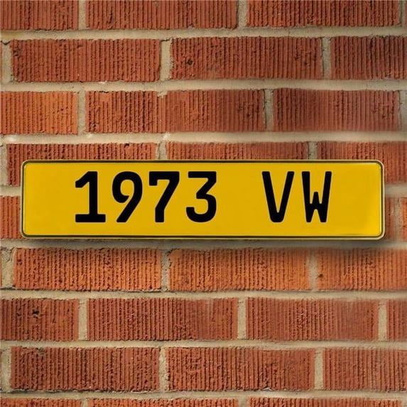 Vintage Parts USA 786634 1973 VW - Yellow Aluminum Street Sign Mancave Euro Plate Name Door Sign Wall